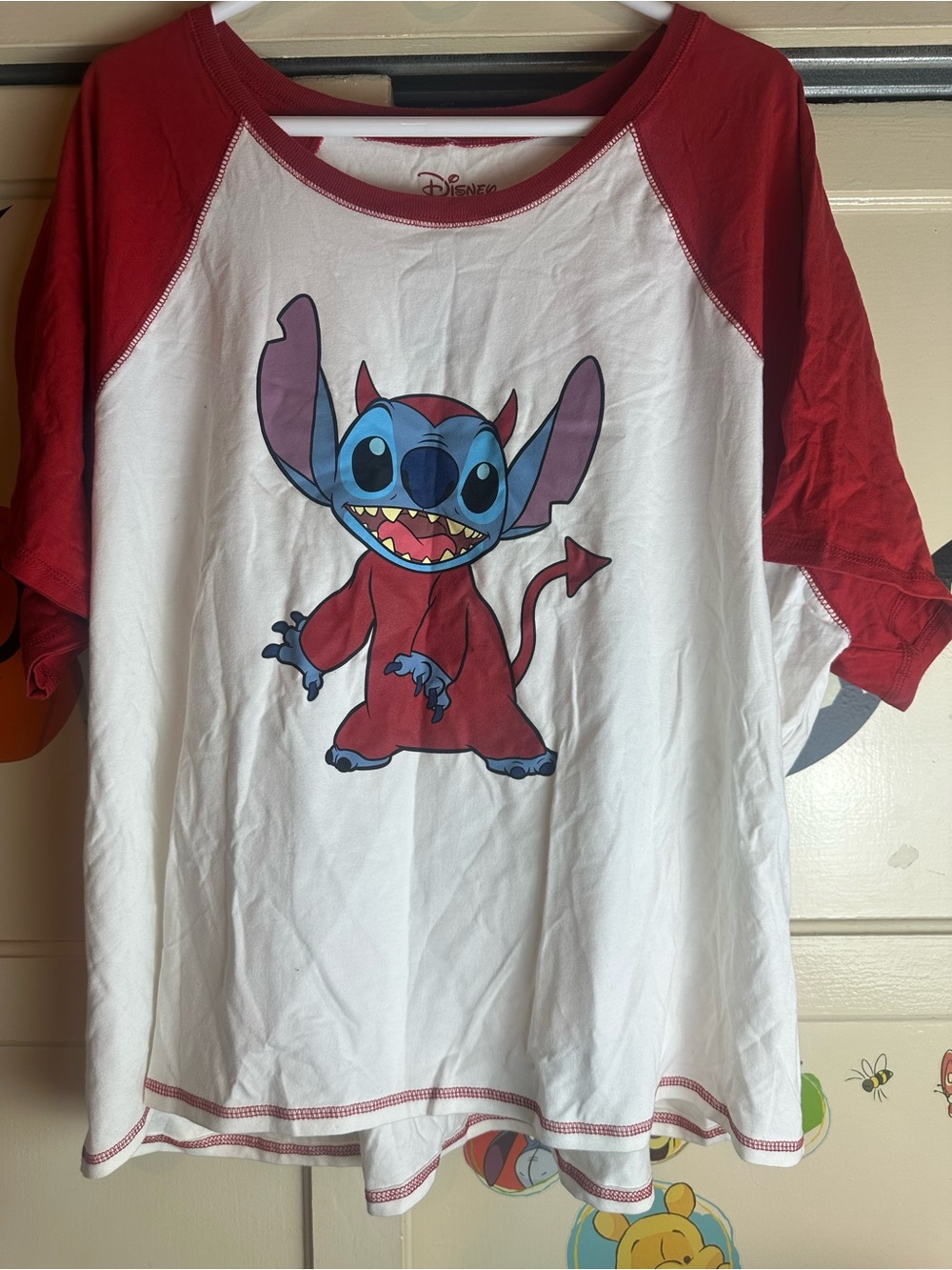 Disney Stitch Halloween  Raglan Tee in White and Red